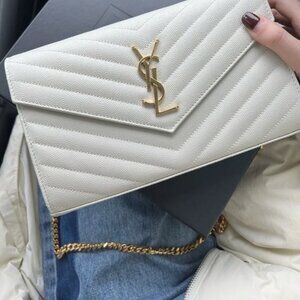 SAINT LAURENT white leather crossbody bag